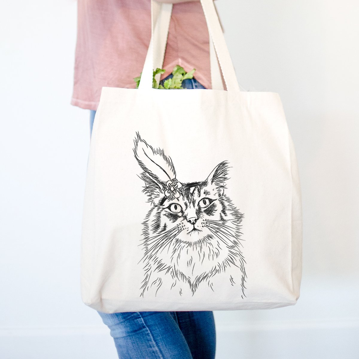Inkopious Chloe the Tabby Cat Heavy Duty Cotton Canvas Tote Bag - 100% Eco-Friendly Reusable Grocery Shopping Bag 14.75