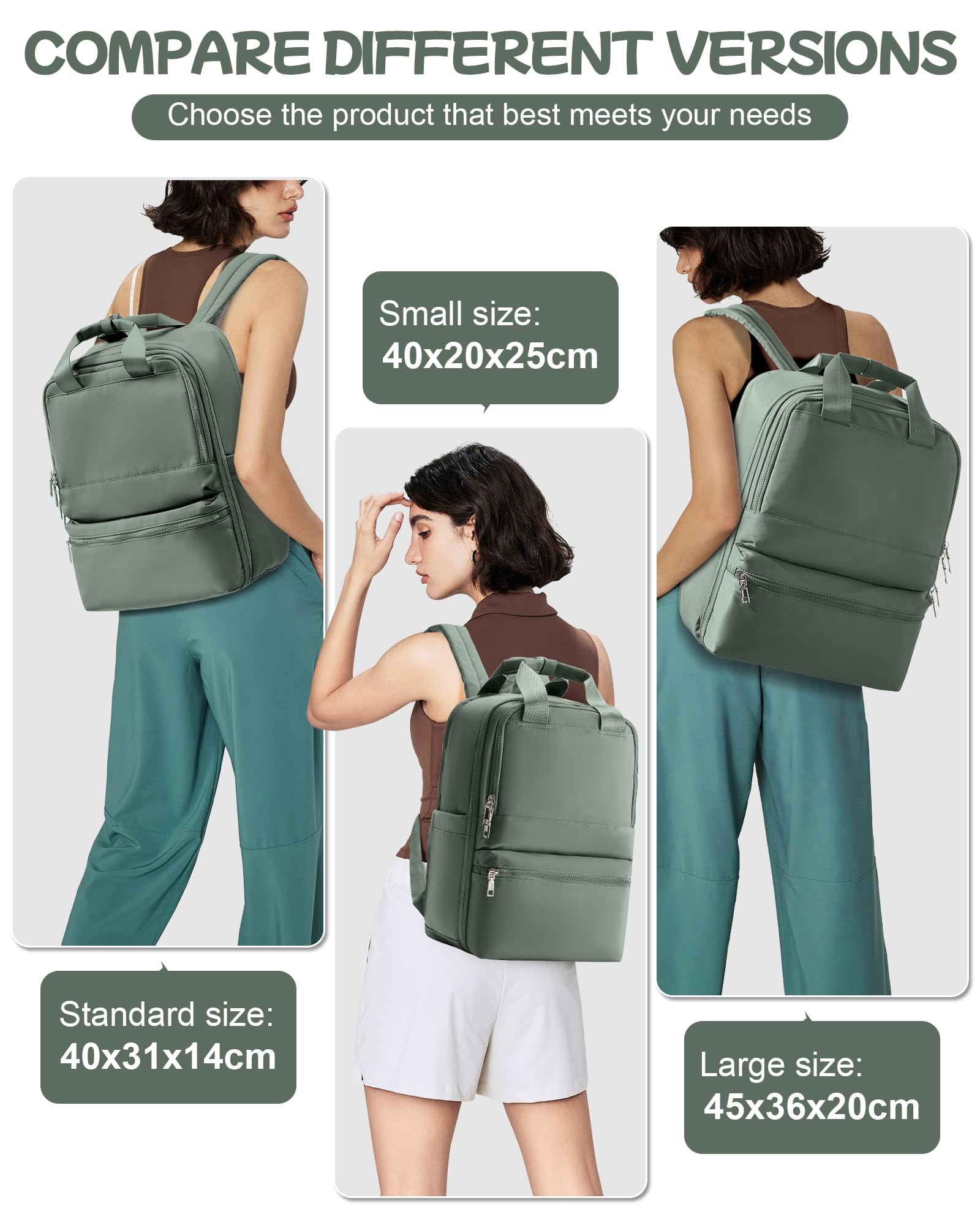 Large Travel Backpack for Women - Flight Approved Carry On Backpack with Laptop Compartment | Water-Resistant Work & Teacher Backpack for Airplane Travel, Commuting & Daily Use (Army Green)