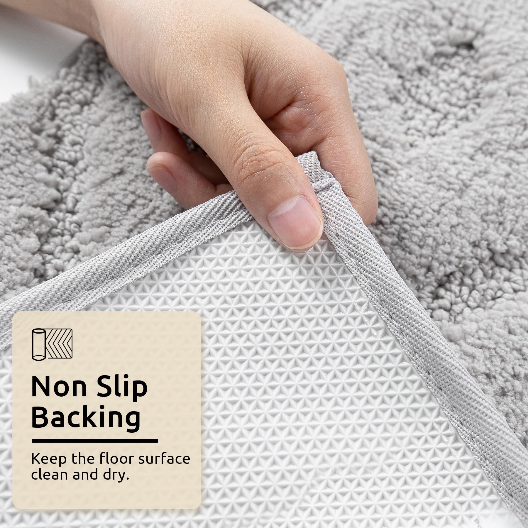 DEXDE Non-Slip Soft Washable Bathroom Rug Runner 24x60 Inches - Large Absorbent Bath Mat for Bathroom, Bedroom, Hallway & Kitchen Floor - Modern Boho Decor Gray - Perfect for High-Traffic Areas & Cozy Home Decor