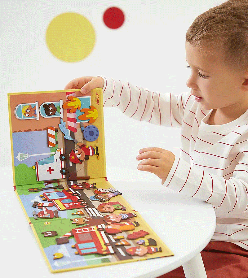 Janod Magnéti'Stories The Firefighters - Magnetic Storytelling Toy for Kids, Educational Pretend Play, Firefighter Adventures - Perfect for Bedtime Stories & Imaginative Play