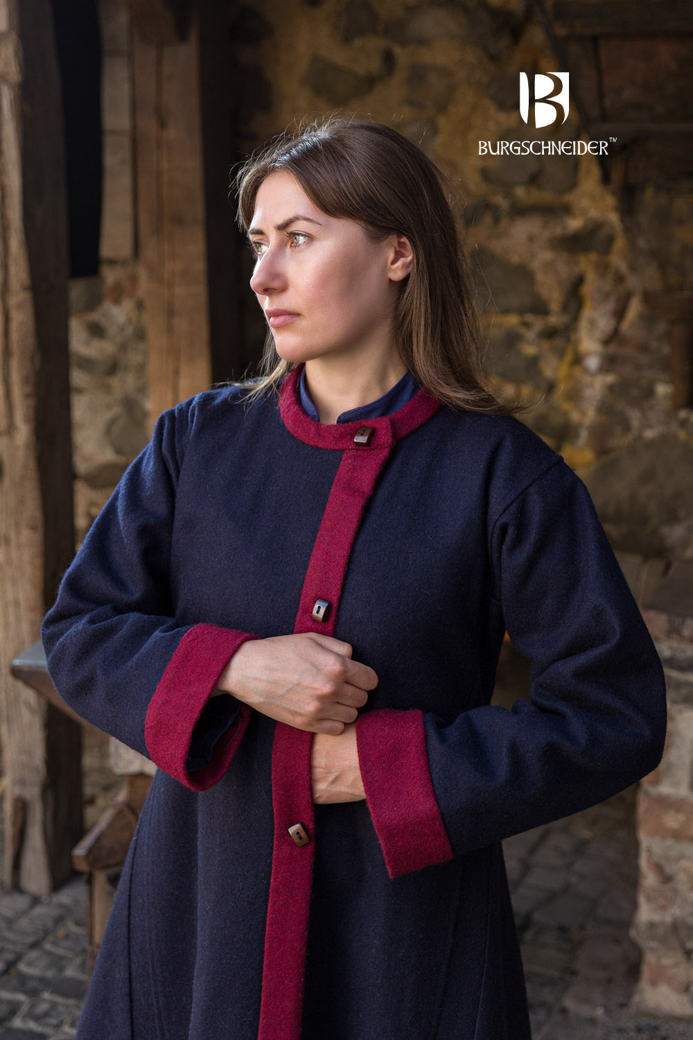 Rus Coat Kseniya - Stylish Winter Jacket for Women in Blue & Red | Warm Outerwear for Cold Weather, Fashionable Parka for Daily Wear & Outdoor Activities