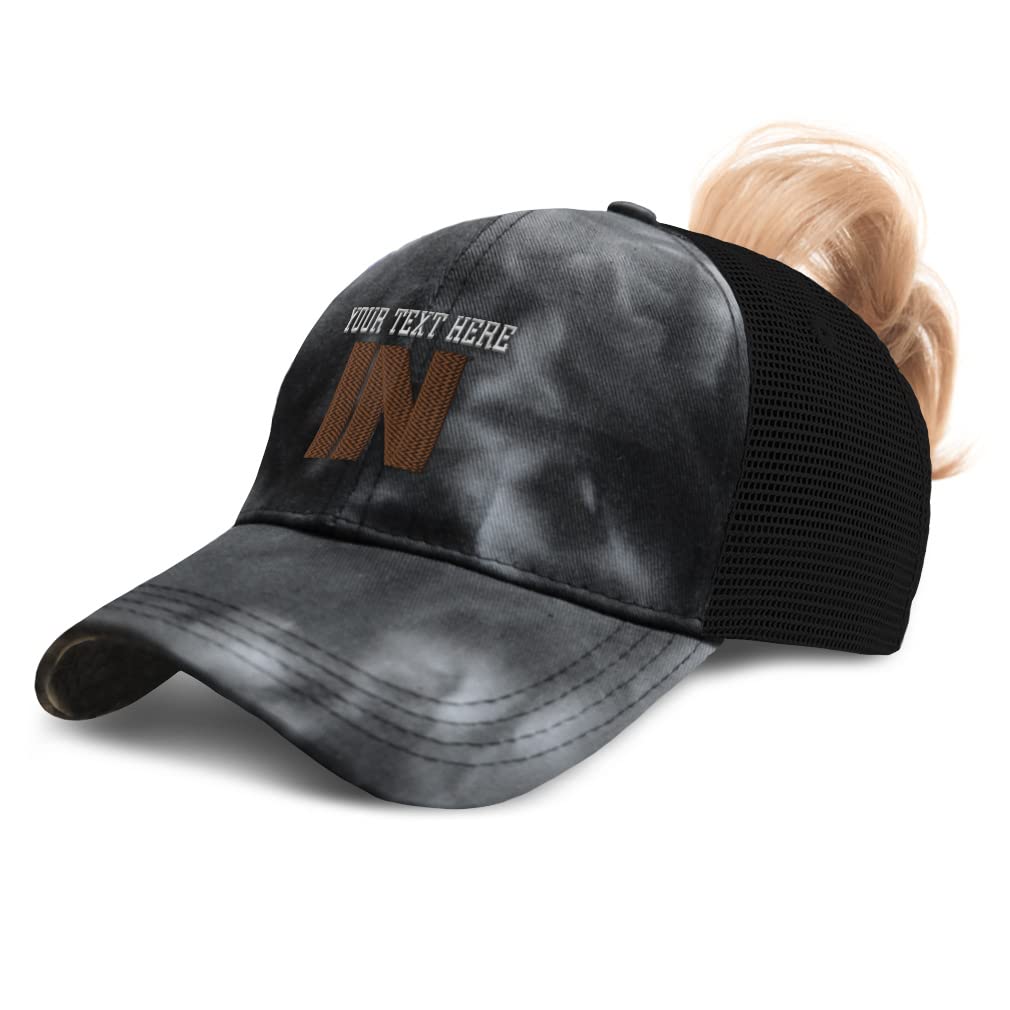 Women's Love State Cotton Distressed Trucker Cap - Stylish Ponytail Hat for Casual Outfits & Outdoor Activities