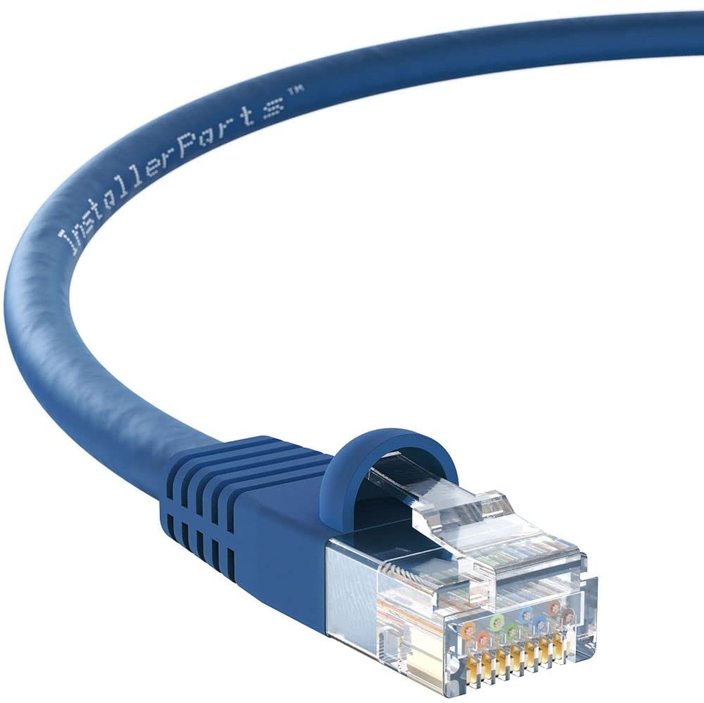 InstallerParts CAT6 Ethernet Cable UTP Booted 50-Pack (9ft, Blue) - 10Gbps High-Speed Network Cable for Home Office, Gaming & Streaming - Professional Series Cat6 Patch Cables for Routers, Modems, PCs & Smart TVs