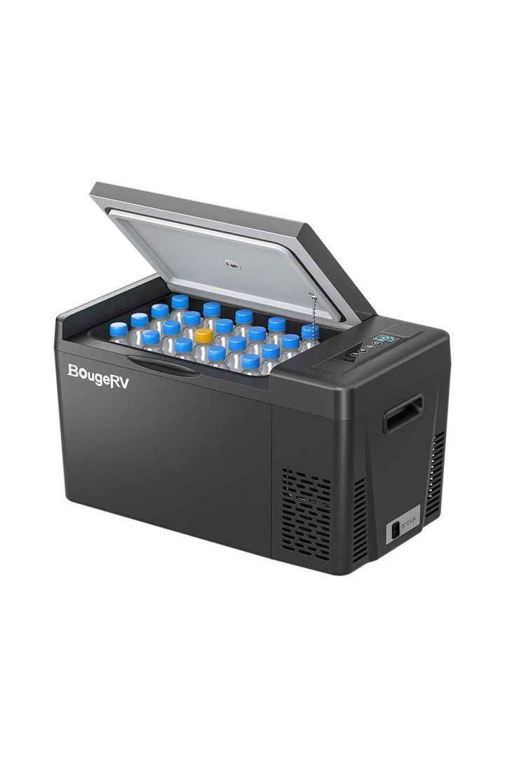 BougeRV 12V 23 Quart Portable Refrigerator Freezer - Compact Car Fridge for Camping, Road Trips & RV Travel - Black