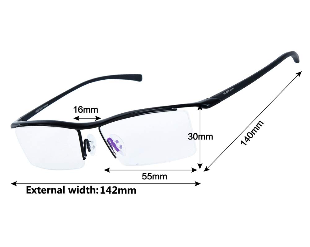 Agstum Blue Light Blocking Glasses - Anti-Fatigue Titanium Half Rimless Computer Eyewear for Office Work & Screen Time Protection