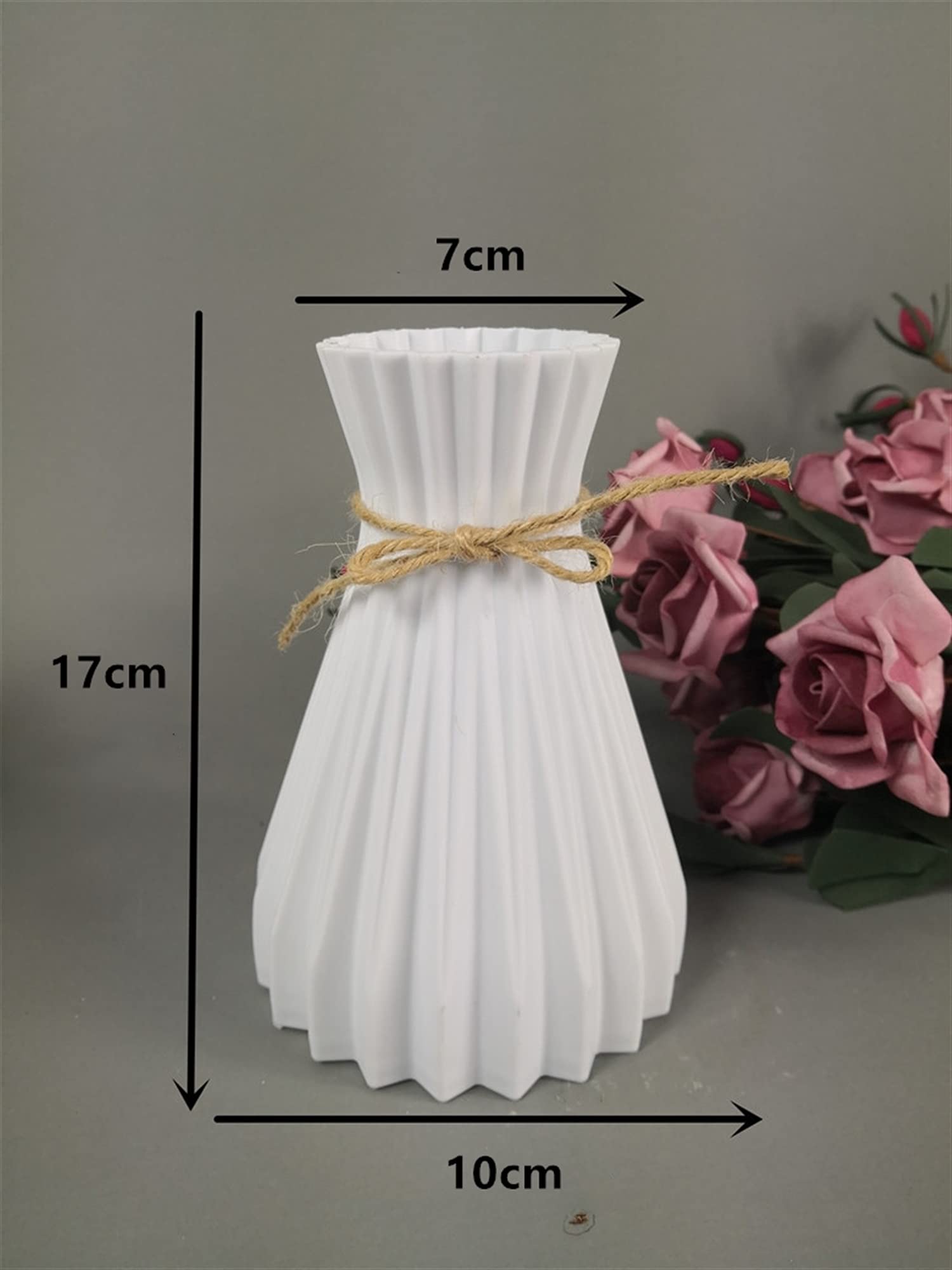 Unbreakable Plastic Flower Vase - Modern Rattan-Like Home Decor for Wedding & Living Room - Anti-Ceramic European Style Decorative Vase in F White | Perfect for Centerpieces, Housewarming Gifts & Interior Design