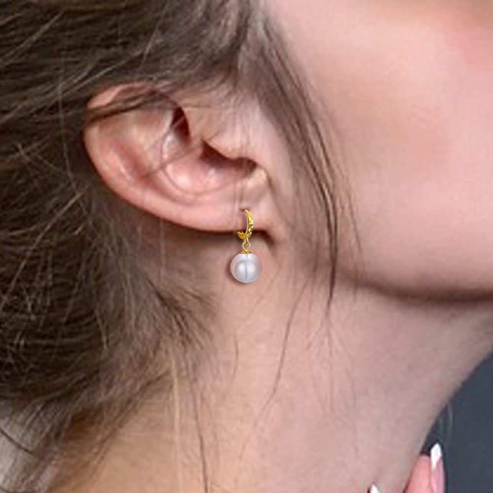 Lantine Elegant 925 Sterling Silver Baroque Pearl Drop Huggie Hoop Earrings for Women - Hypoallergenic Dangle Earrings with White Irregular Pearls - Perfect for Weddings, Parties & Everyday Wear