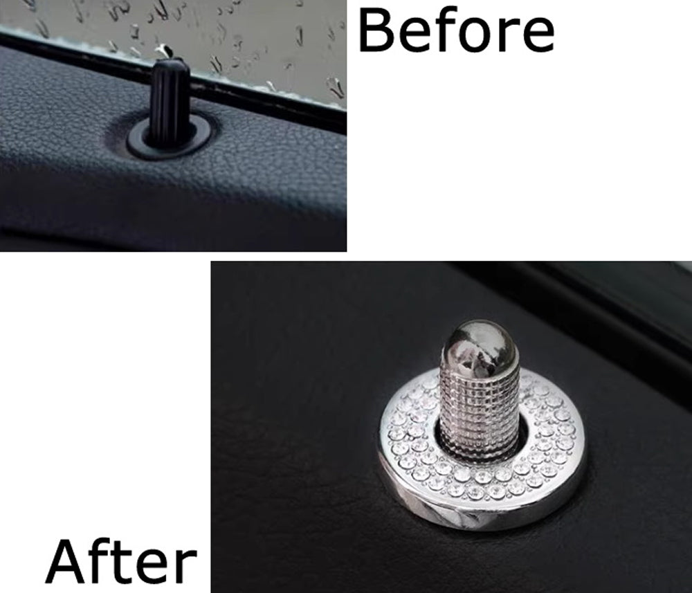 4-Pack Round Crystal Bling Alloy Door Lock Pin Decorative Rings for Mercedes C-Class E-Class GLC - Luxury Car Accessories for Enhanced Interior Style & Protection