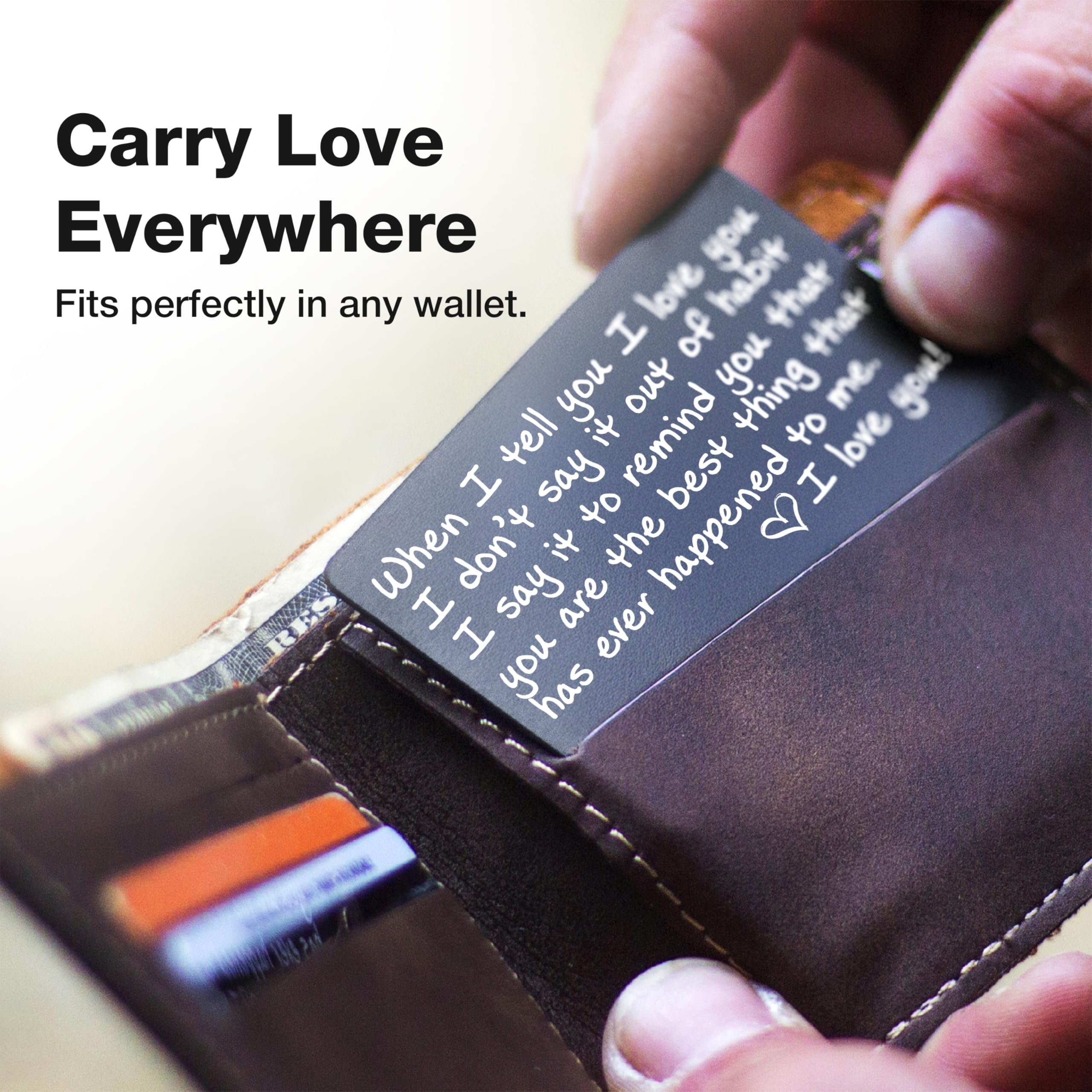 Love Card for Wallet - Valentine's Gift for Couples - Durable Engraved Keepsake for Everyday Carry