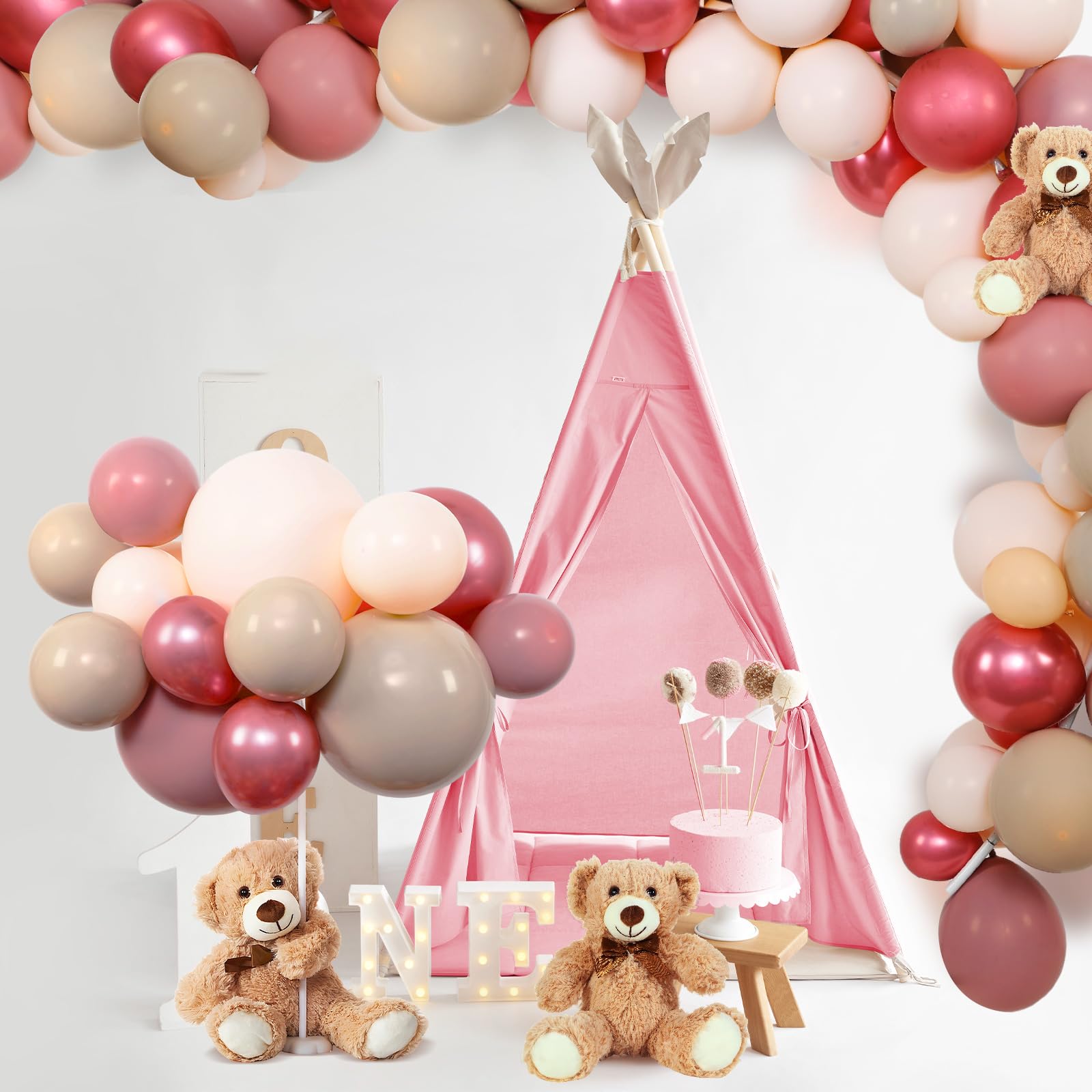 Meooeck 185-Piece Bear Baby Shower Party Decorations Kit - Includes 5x 13.5