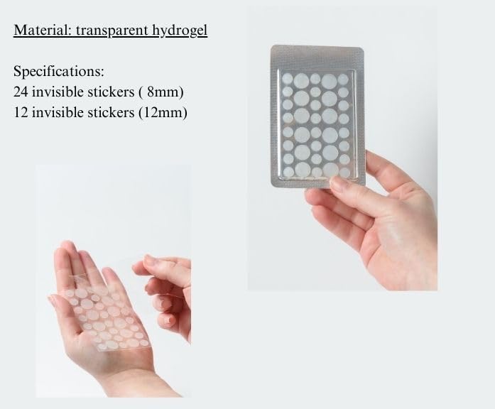 Acne Pimple Patches with Collagen & Vitamin C - Salicylic Acid Hydrocolloid Spot Treatment for Face (8mm & 12mm, 36 Count) | Organic, Sulfate-Free, Invisible | Perfect for Overnight Acne Care & Daily Blemish Cover