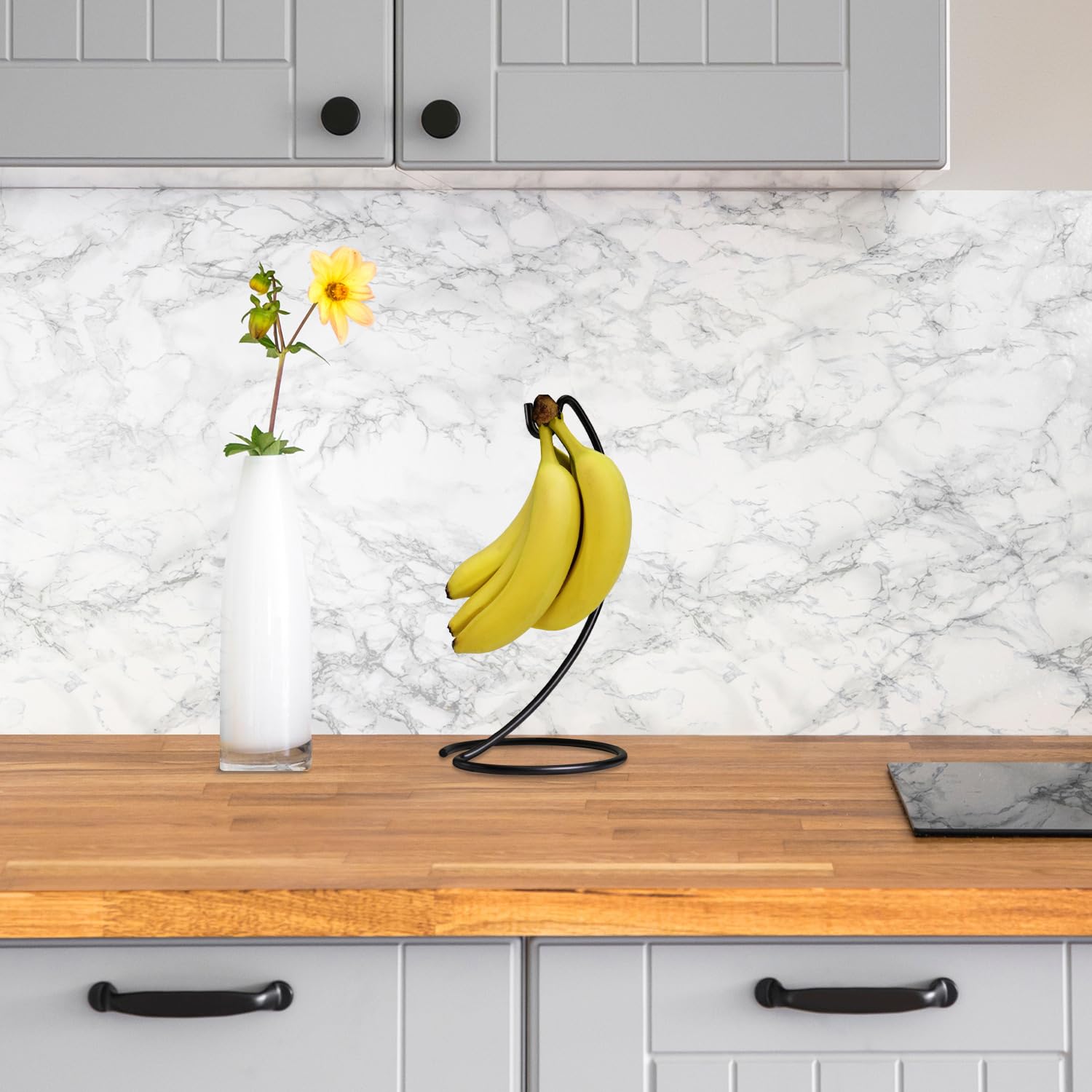 Blue Donut Banana Hanger - Modern Banana Holder Stand with Hook for Kitchen Countertop | Durable Kitchen Accessories for Organizing Fruits | Perfect for Home, Office, or Restaurant Use