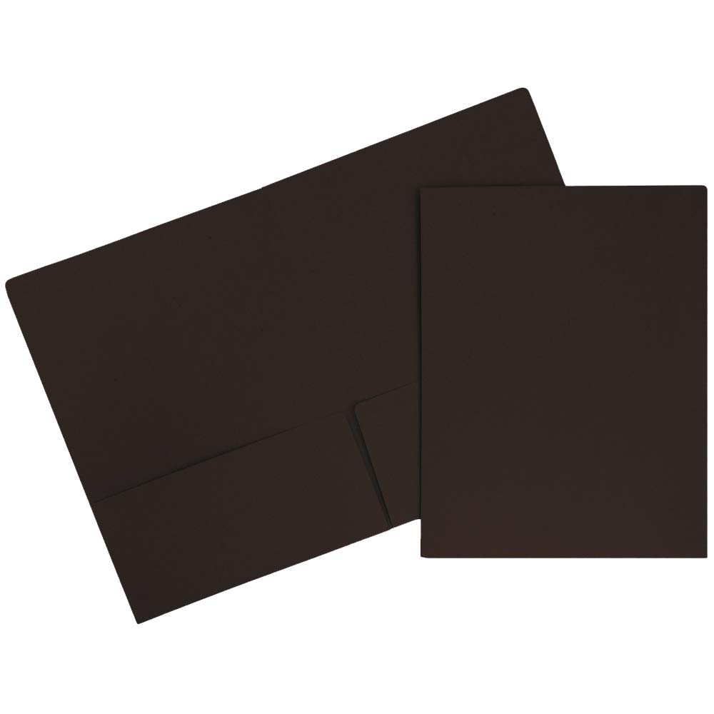 Premium Matte Cardstock Twin Pocket Folders - Chocolate Brown - 100 Pack Bulk - Ideal for School, Office & Business Organization