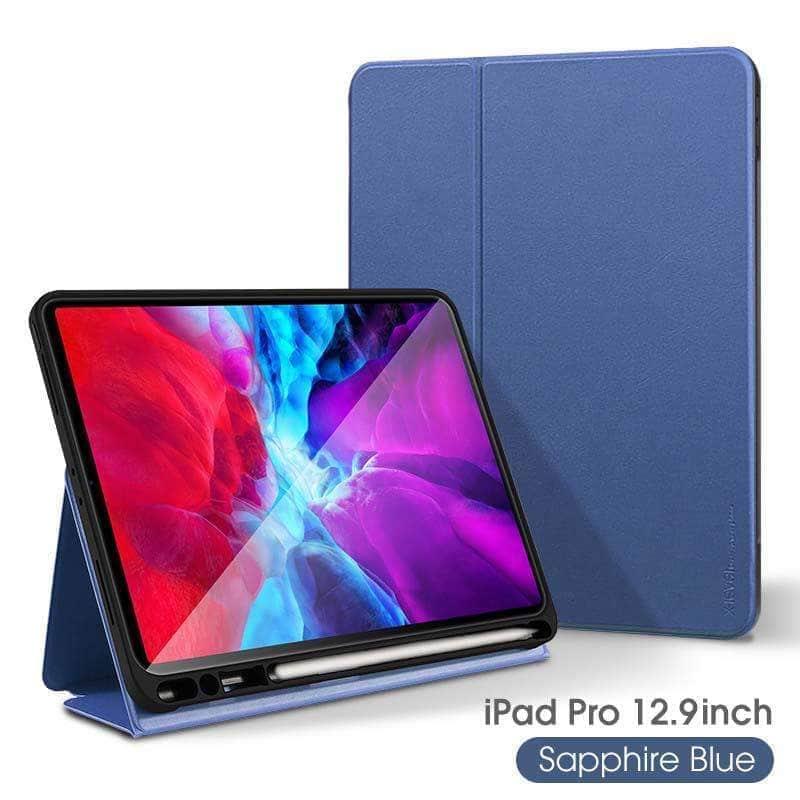 Premium Ultra-Thin Leather TPU Case for iPad Pro 12.9 (2020 Model) with Stand - Slim Protective Cover for Work, Travel & Home Use