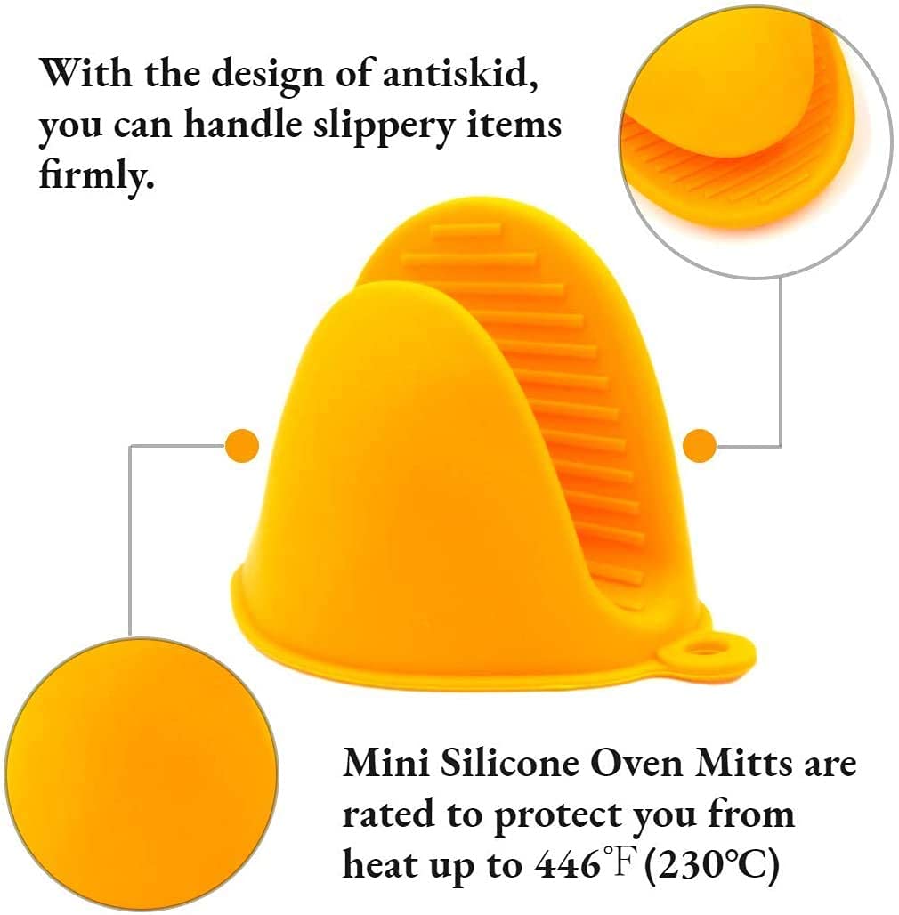 Heat Resistant MISHTI Silicone Oven Mitts & Pot Holder Set (2Pcs) - Non-Slip Grip for Baking, Cooking, Grilling - Microwave Safe Kitchen & BBQ Accessories - Perfect for Holiday Baking, Outdoor Barbecues, and Everyday Kitchen Use