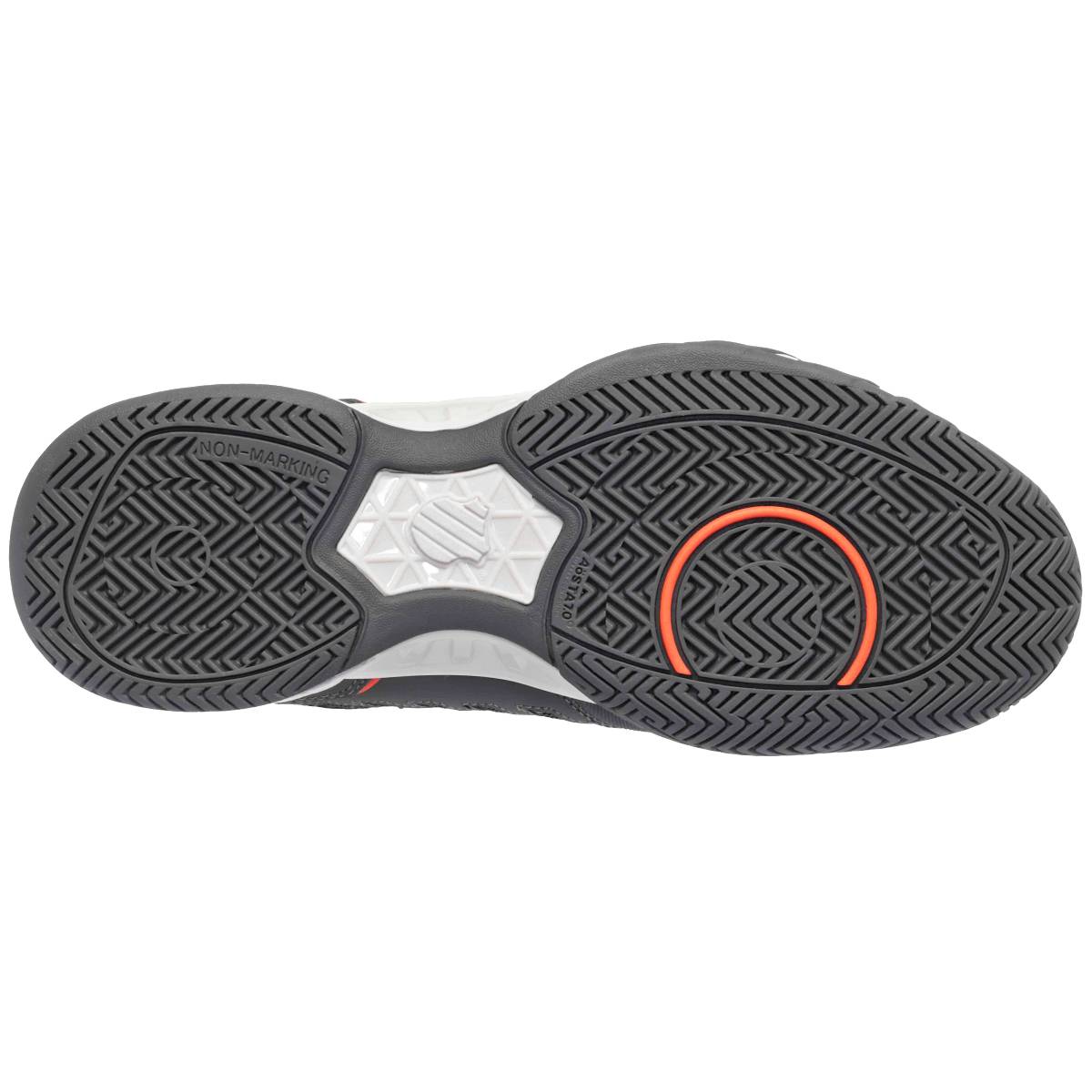 K Swiss BigShot Light 4 Men's Tennis Shoes - Breathable Athletic Sneakers for Court & Casual Wear (Asphalt/White/Orange) | Perfect for Tennis Matches, Gym Workouts & Everyday Comfort