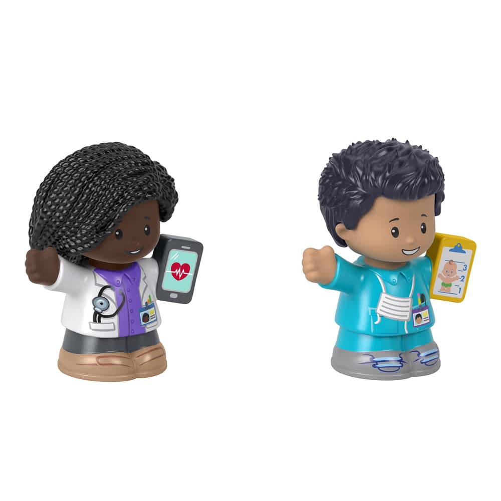 F-Price Doctor and Nurse Toy Figure Pack - Story Starter Figure Set (HBW65) - Purple, White, Blue, Gray - Perfect for Role Play, Storytelling & Educational Activities