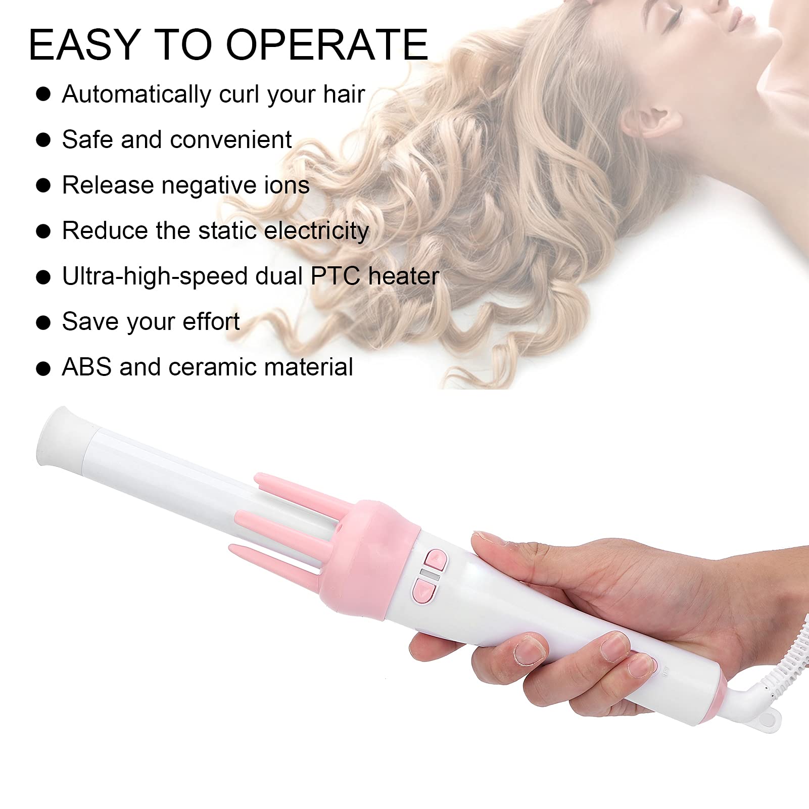 Dioche 360° Rotating Automatic Hair Curler - Professional Ceramic Curling Iron with Duckbill Clip Comb, Electric Curling Wand for Salon & Home Use | Perfect for Beach Waves, Wedding Hairstyles & Daily Styling (US)