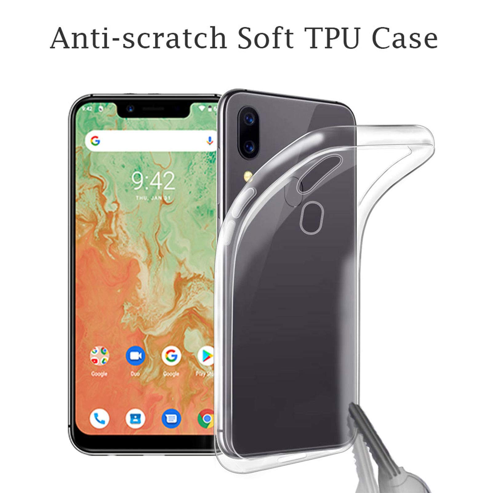 Doogee S96 Pro Case [6.22 Inch] 2 Pack - Soft Silicone Bumper Shell, Flexible Rubber Phone Protective Cover TPU (Clear + Black) - Perfect for Outdoor, Work & Daily Use