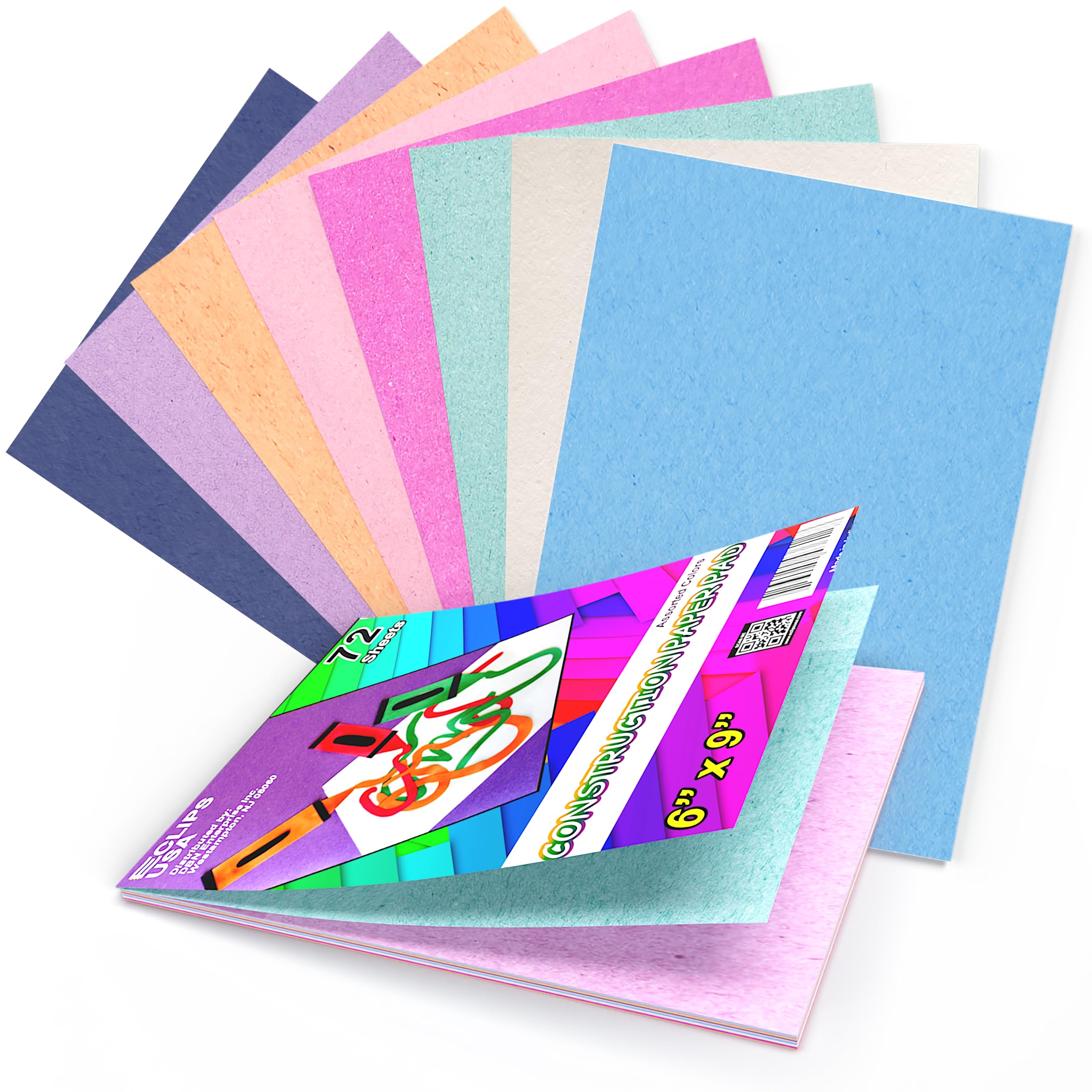 48-Pack Construction Paper Books - 6x9 Inch Assorted Color Art Paper for Kids, 72 Sheets per Book | Perfect for School Projects, Crafts, and DIY Art Activities