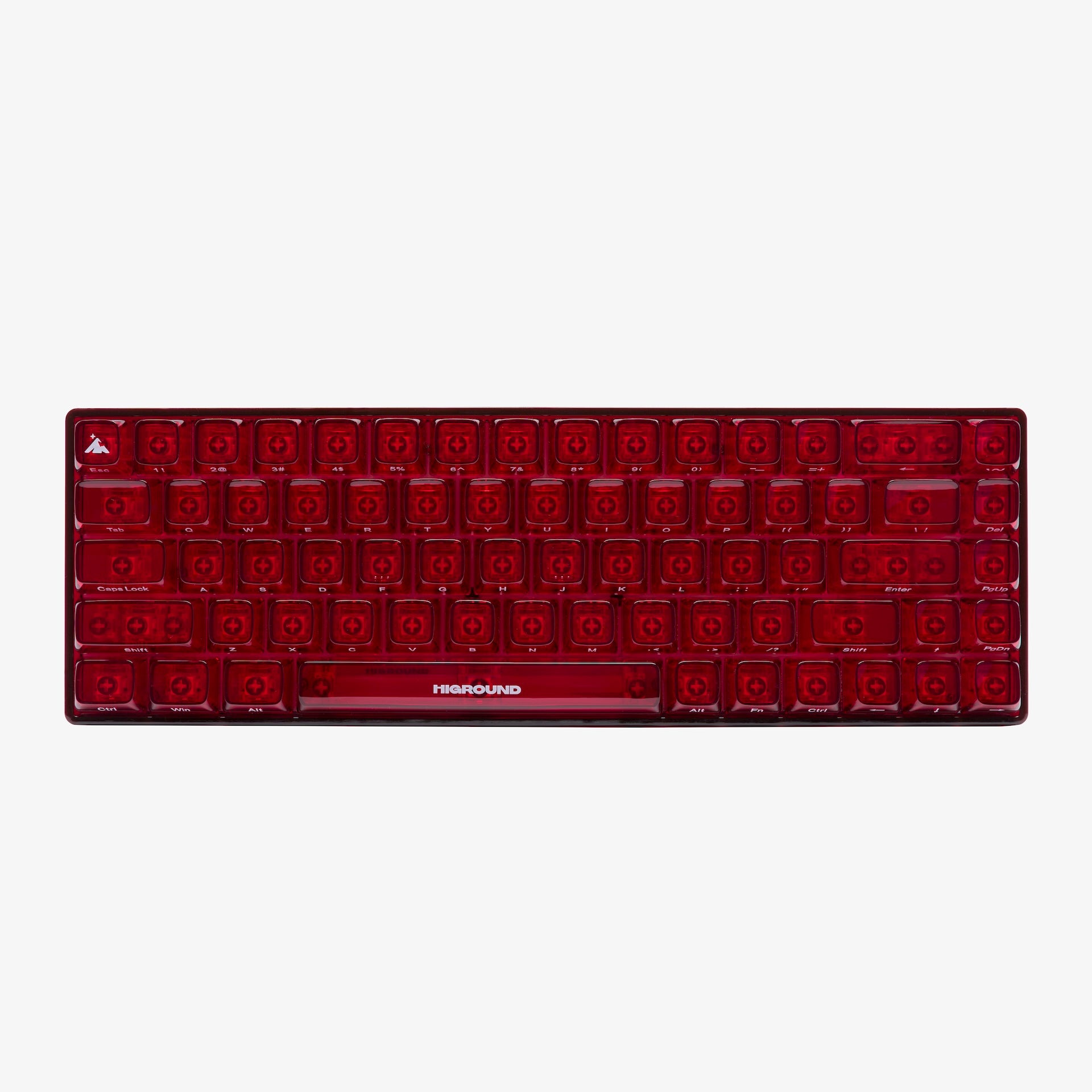 Clear Ruby Basecamp 65 Mechanical Keyboard - White Flame Switch - Compact 65% Layout for Gaming & Office Typing - Perfect for Esports, Programming & Home Workspace