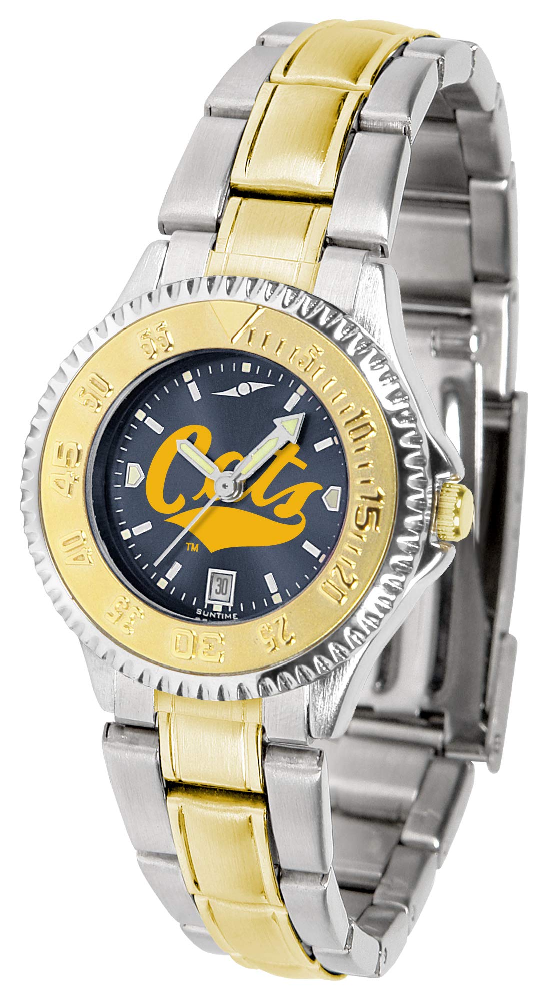 Sun Time Montana State Bobcats Women's Competitor Two-Tone Anochrome Watch - Stainless Steel Band - Perfect for College Game Days & Everyday Wear