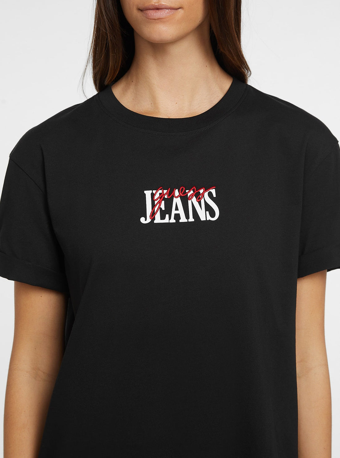 Guess Black Short Sleeve T-Shirt for Women - Casual Cotton Tee for Everyday Wear, Street Style & Summer Outfits