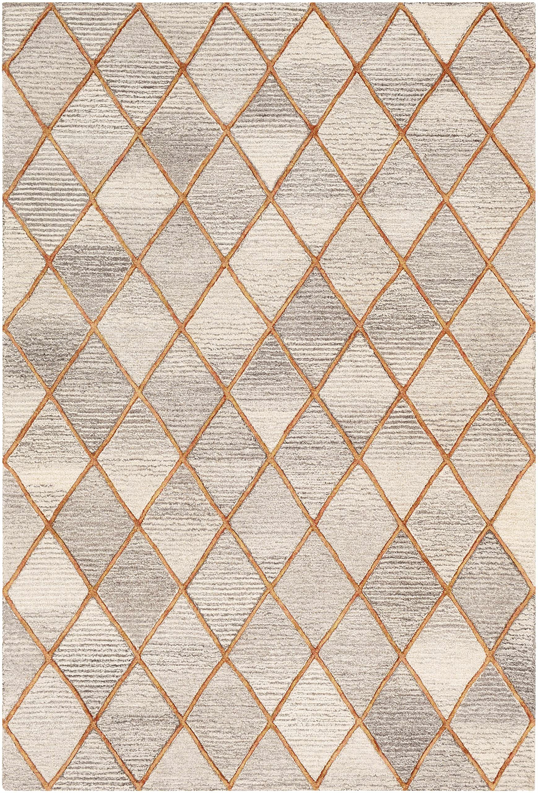 Premium Hauteloom Sharpes Wool Area Rug 8' x 10' - Contemporary Dark Red, Mustard & Orange - Soft & Durable for Living Room, Bedroom, Office - Perfect for Modern Home Decor & Cozy Spaces