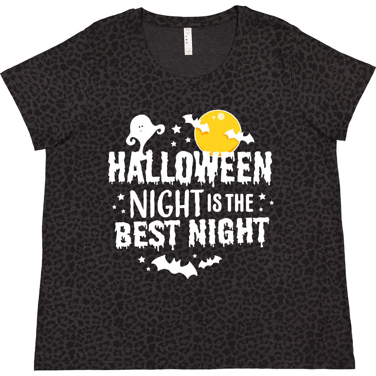 Inktastic Halloween Night is The Best Night with Ghost Women's Plus Size T-Shirt - Spooky Graphic Tee for Costume Parties & Fall Festivals