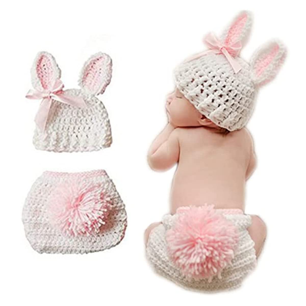 Handmade Crochet Baby Outfits & Knitted Newborn Photography Costume Sets - Soft & Adorable for Photo Shoots, Christening, and Special Occasions