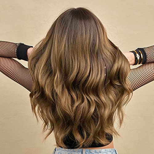 Long Brown Curly Heat-Friendly Wig with Bangs - Perfect for Cosplay, Daily Wear & Special Occasions