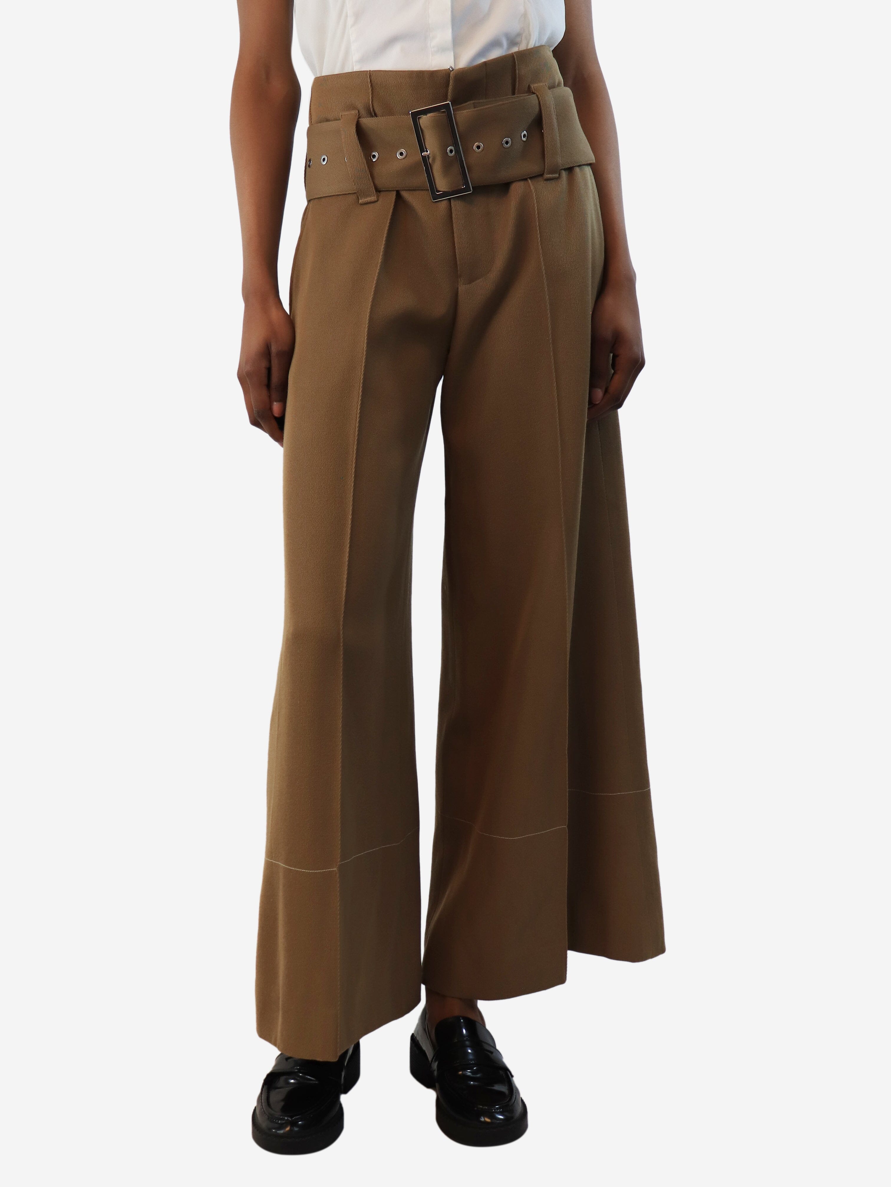 **Women's High Waist Belted Wide Leg Trousers - UK Size 4 | Comfortable & Stylish Pants for Work, Office & Casual Wear**