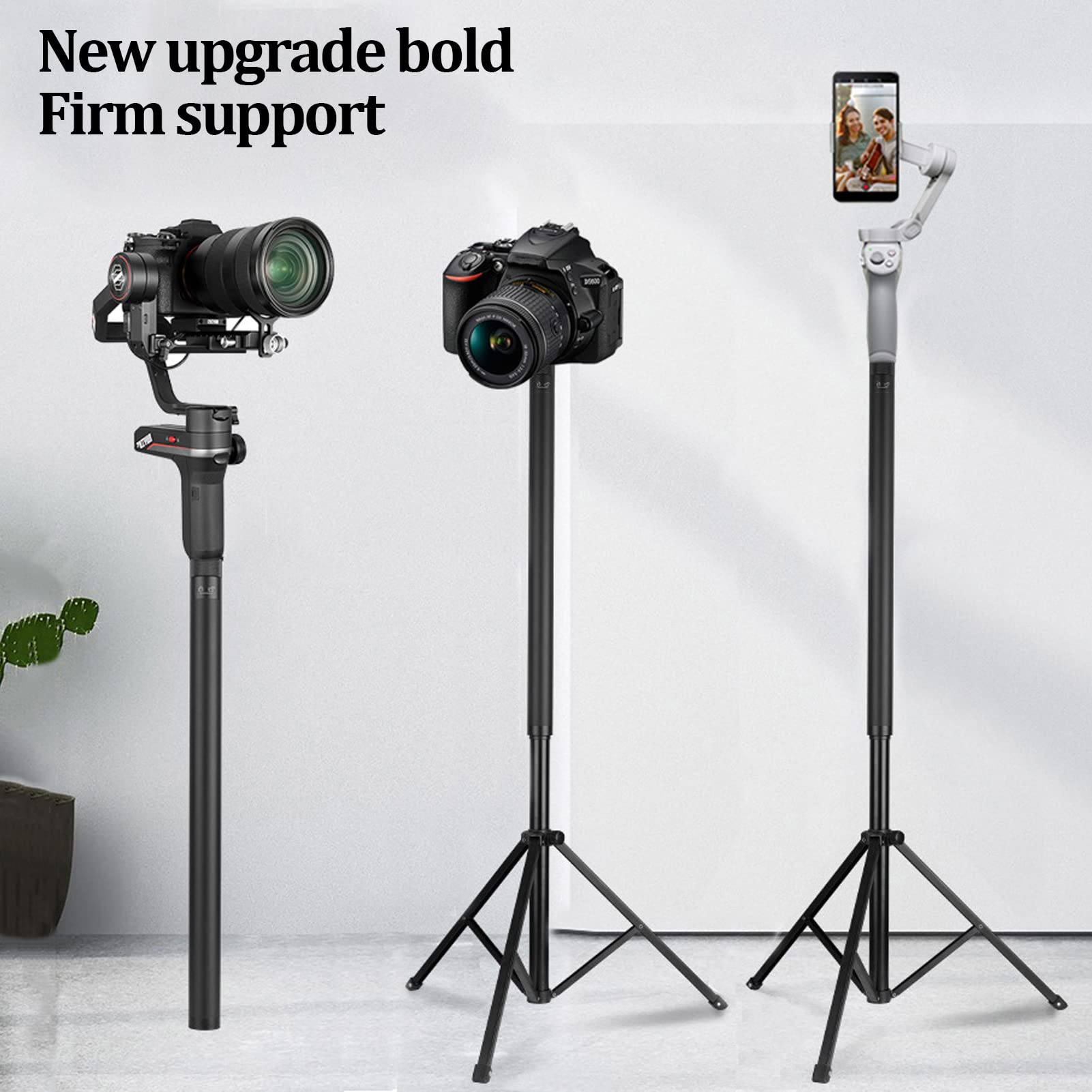 Lightweight Aluminum Alloy Phone Tripod Stand - Extendable Camera Tripod for iPhone, Android & DSLR - Perfect for Vlogging, Live Streaming & Photography