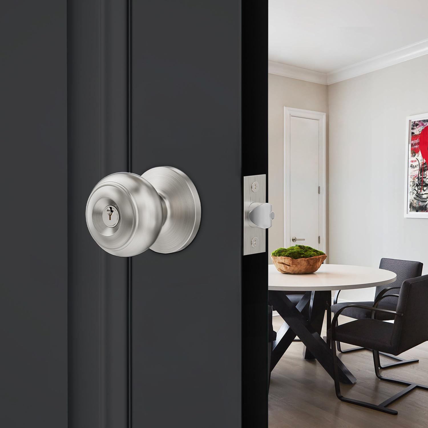 3-Pack Keyed Door Knobs - Stainless Steel Entry Locks for Home Security