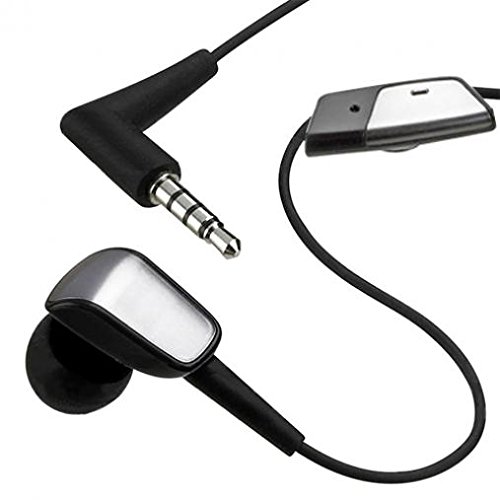 Single Mono 3.5mm Wired Earbud Headset with Microphone - Hands-Free Headphone for Verizon BlackBerry Priv, Google Pixel, Pixel XL & HTC 10 [Black] - Perfect for Calls, Gaming & Office Work