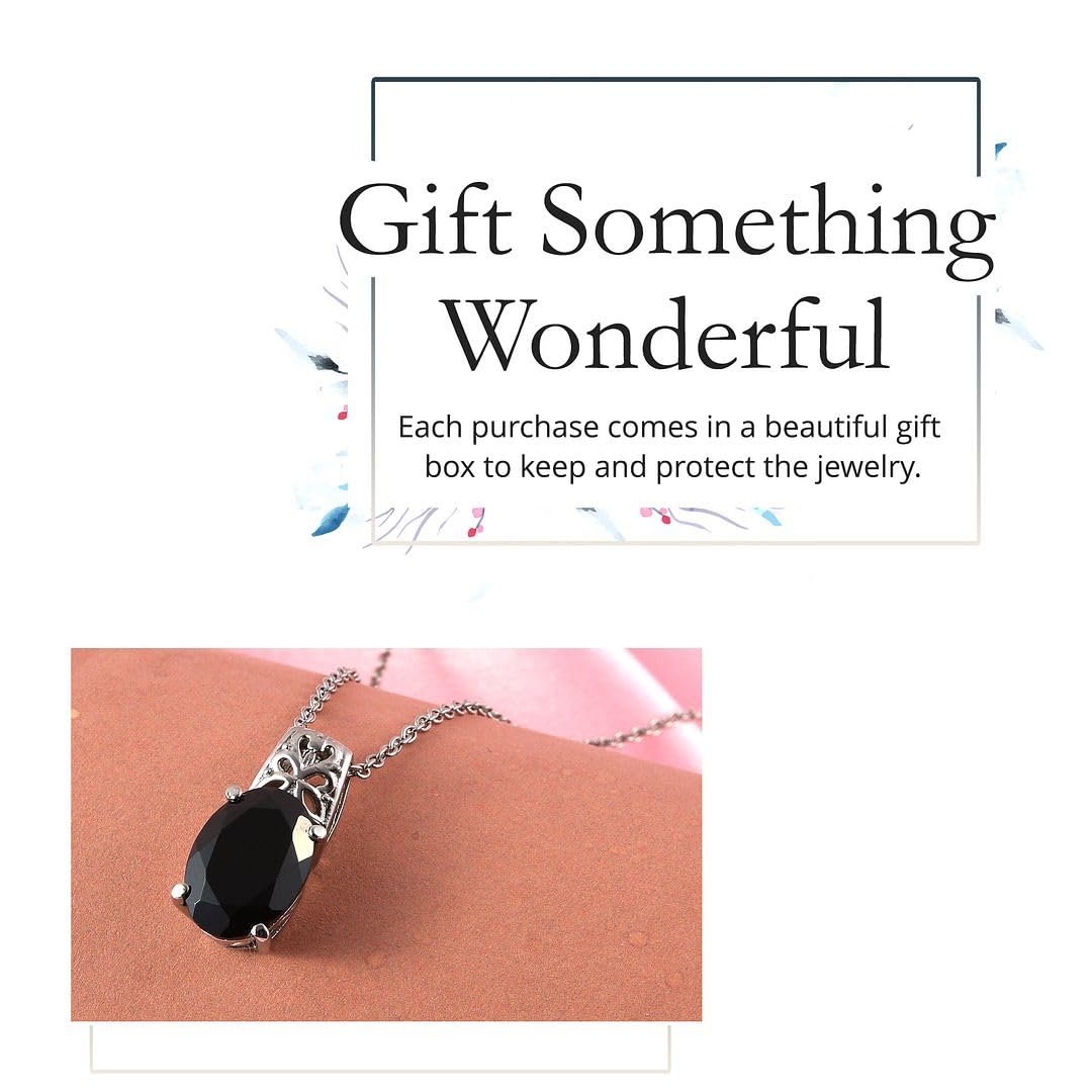 Shop LC Black Spinel Necklace for Women - 20 Inches Platinum Plated 925 Sterling Silver Necklace | Elegant Promise Birthday Gift for Her | Perfect for Date Nights, Anniversaries & Special Occasions