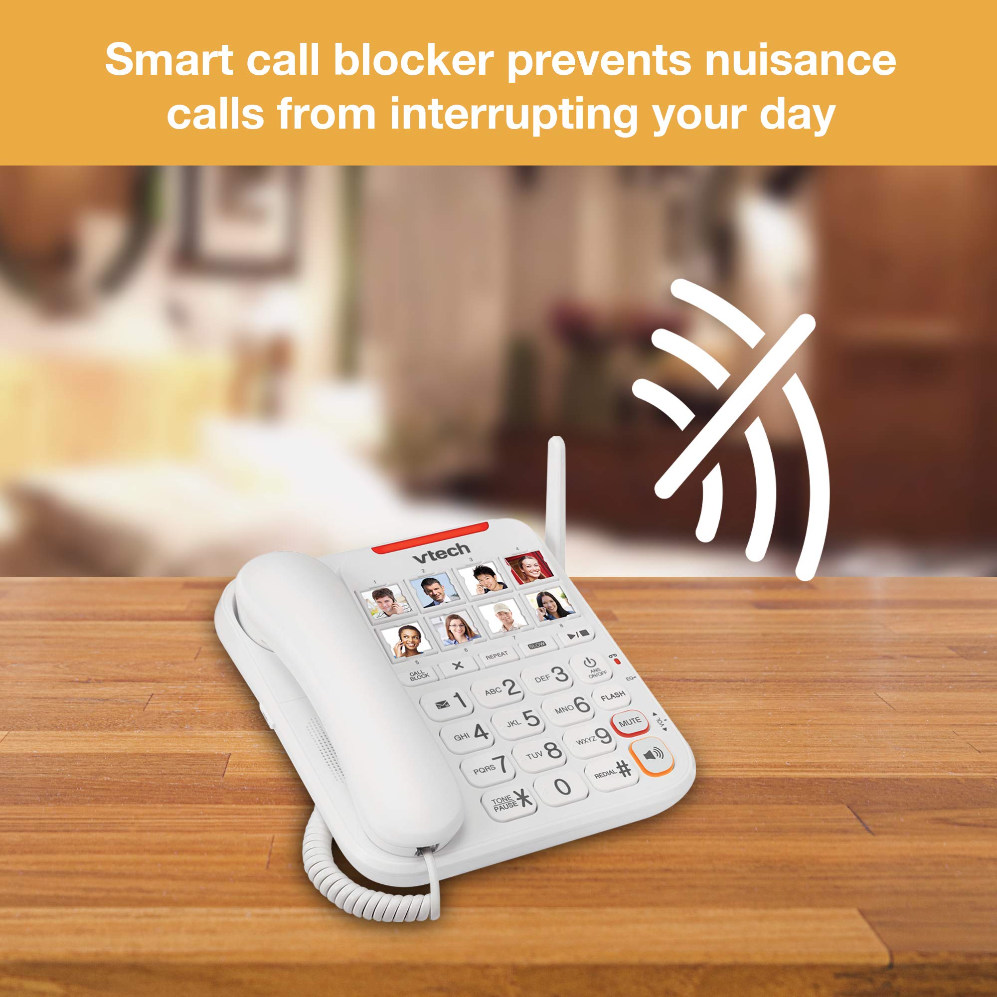 VTech CareLine SN5147 Amplified Corded/Cordless Phone for Seniors - 90dB Extra Loud Ringer, Big Buttons & Large LCD Display - Easy-to-Use Home & Office Landline Telephone System for Elderly & Hearing Impaired