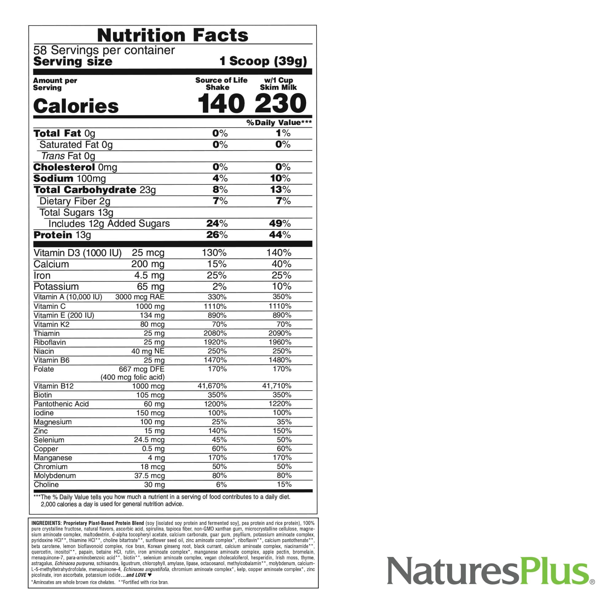 NaturesPlus Source of Life Energy Shake - 5 lbs Vegetarian Protein Powder, Granola Flavor | Multivitamin & Mineral Supplement | Non-GMO, Gluten-Free Meal Replacement (58 Servings) - Perfect for Post-Workout Recovery & Healthy Breakfast Smoothies