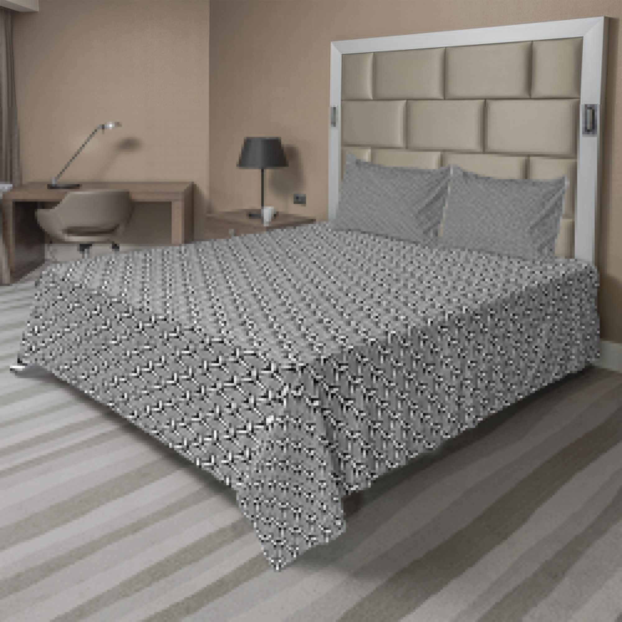 Ambesonne Abstract Geometric Print 4-Piece King Sheet Set - Modernist Design with Creative Motif, Fitted & Flat Sheets + Pillowcases, Charcoal Grey - Perfect for Contemporary Bedrooms, Guest Rooms & Airbnb Stays