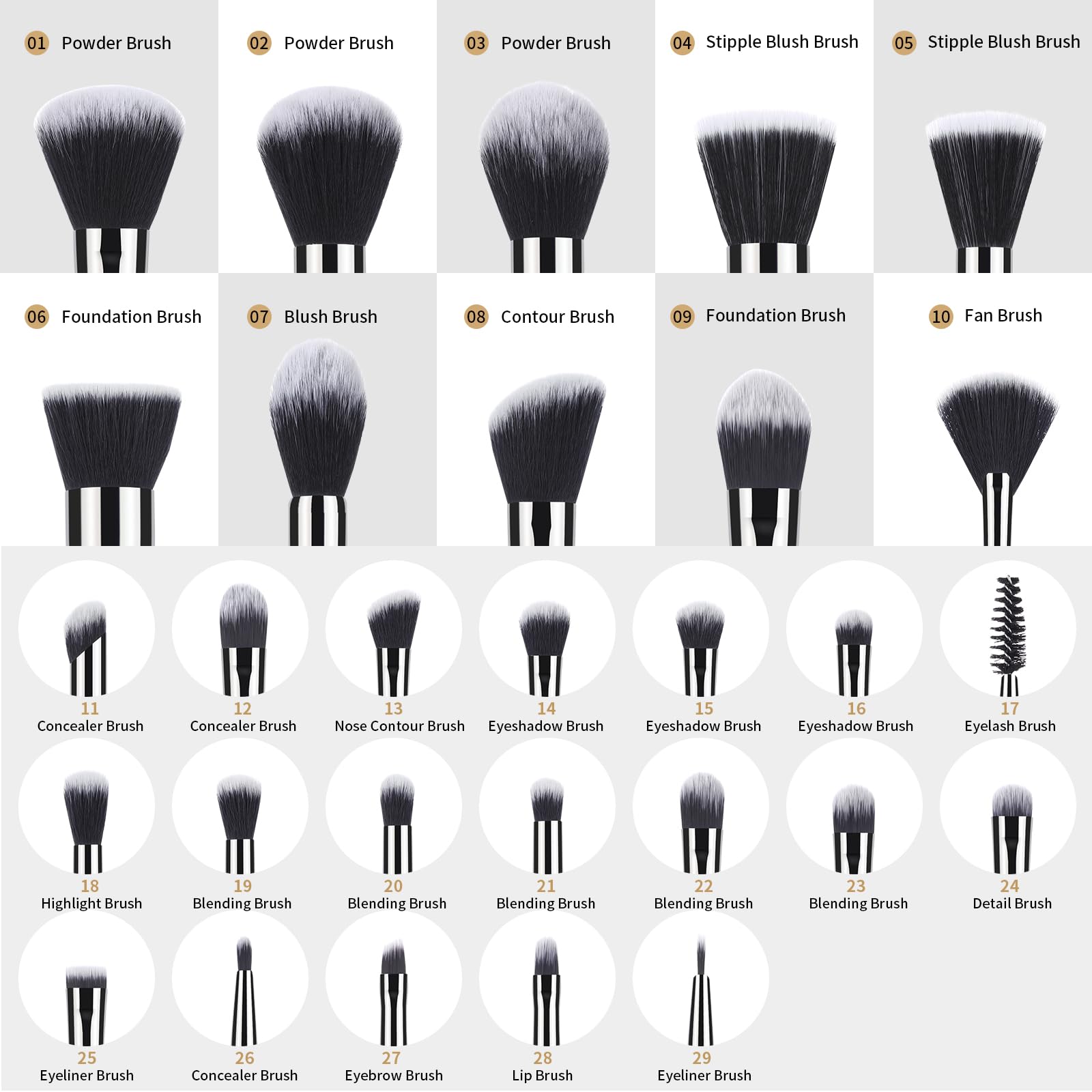 29PCS Professional Makeup Brush Set with Adjustable Belt Makeup Bag - Foundation, Powder, Eyeshadow, Concealer & Blending Brushes for Women, Girls & Artists | Perfect for Travel, Daily Makeup & Holiday Gifts