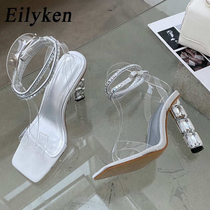 Elegant Women's Crystal Embellished High Heel Sandals - Perfect for Weddings, Parties & Special Occasions
