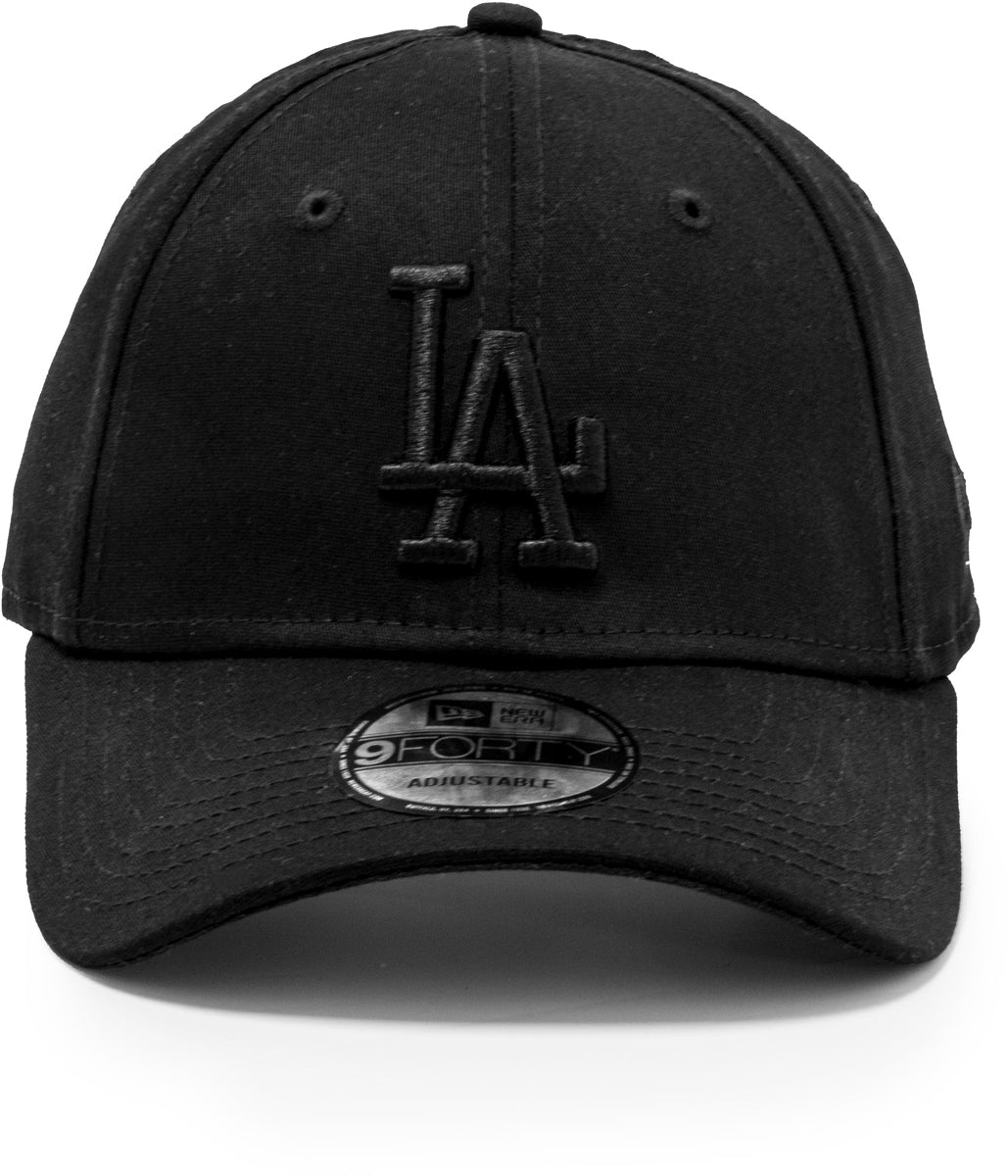 Los Angeles Dodgers New Era 9Forty League Basic All Black Baseball Cap - Official MLB Snapback Hat for Men & Women - Perfect for Baseball Games, Streetwear & Casual Outfits