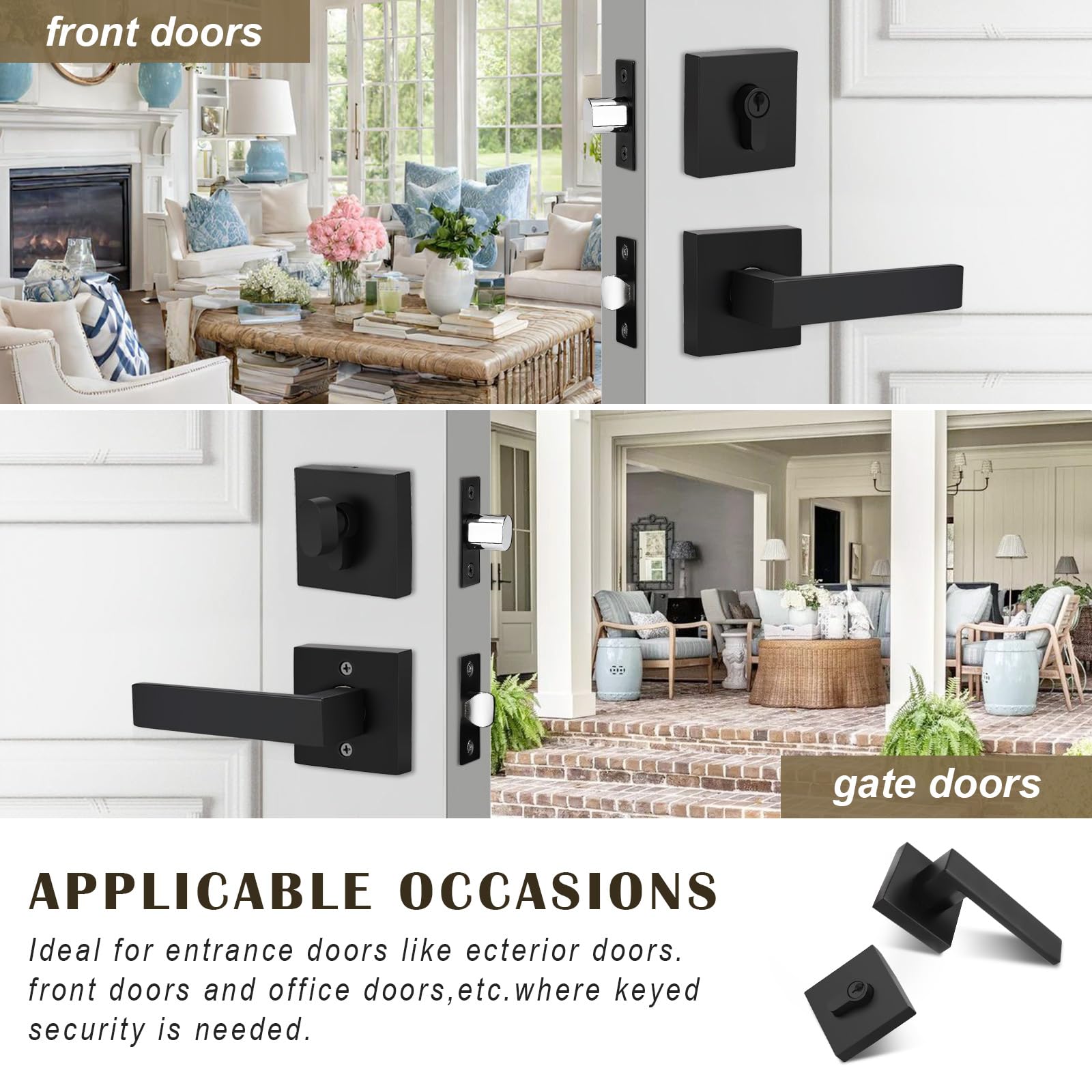 Keyed Entry Door Lockset with Deadbolt - Matte Black for Bedroom & Front Door Security