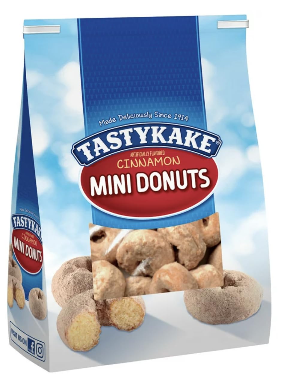 Tastykake Cinnamon Mini Donuts - Pack of 2 (12 oz Each) | Soft Baked Cinnamon Sugar Donut Holes | Perfect for Breakfast, Snacks & Office Treats | Gluten Free & Kosher Certified