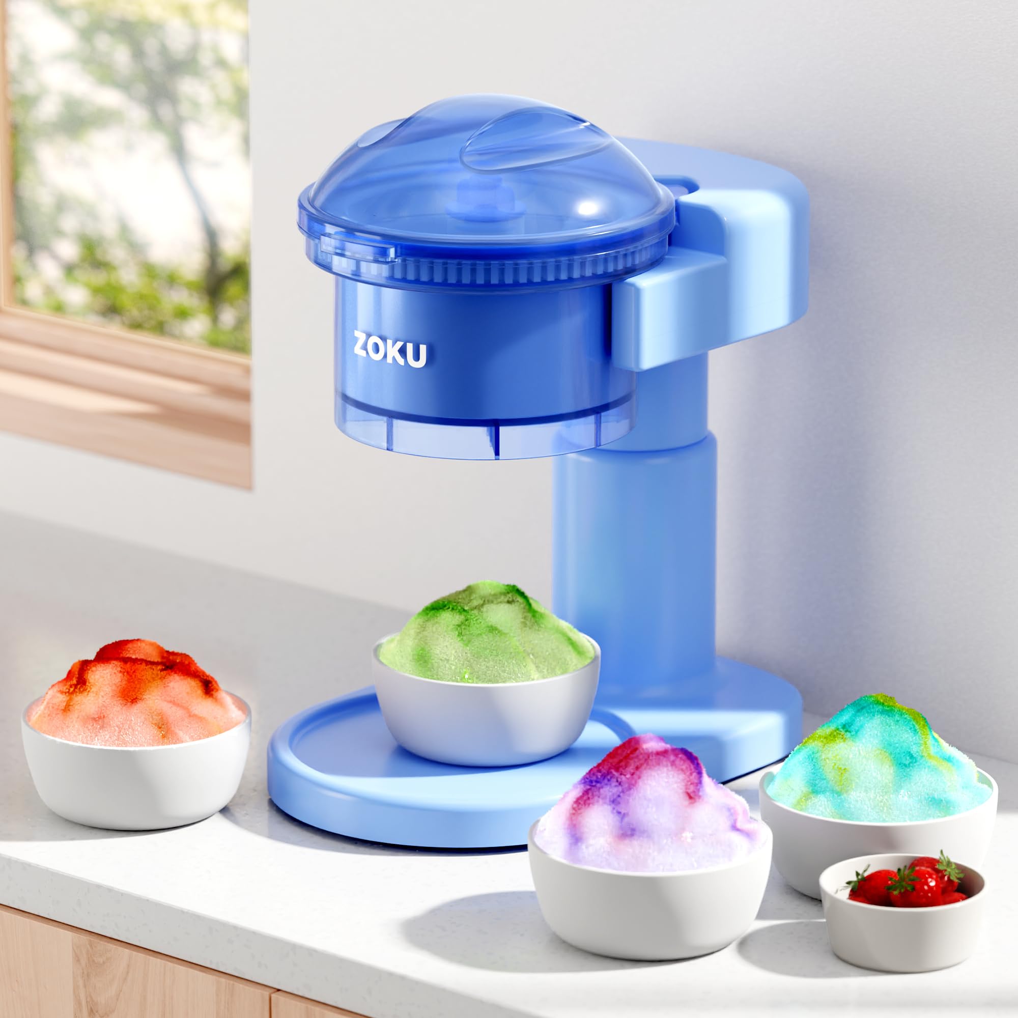 ZOKU Snow Cone Maker - Stainless Steel Shaved Ice Machine for Homemade Frozen Treats, Slushies, Margaritas & Icy Drinks | Perfect for Summer Parties, Kids' Birthday Events & Backyard BBQs
