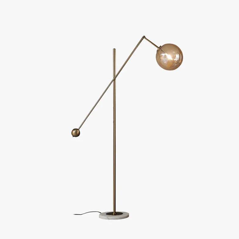 Minimalist Sphere Long Arm Metal Floor Lamp - Modern Adjustable Standing Light for Living Room, Bedroom, or Office Decor