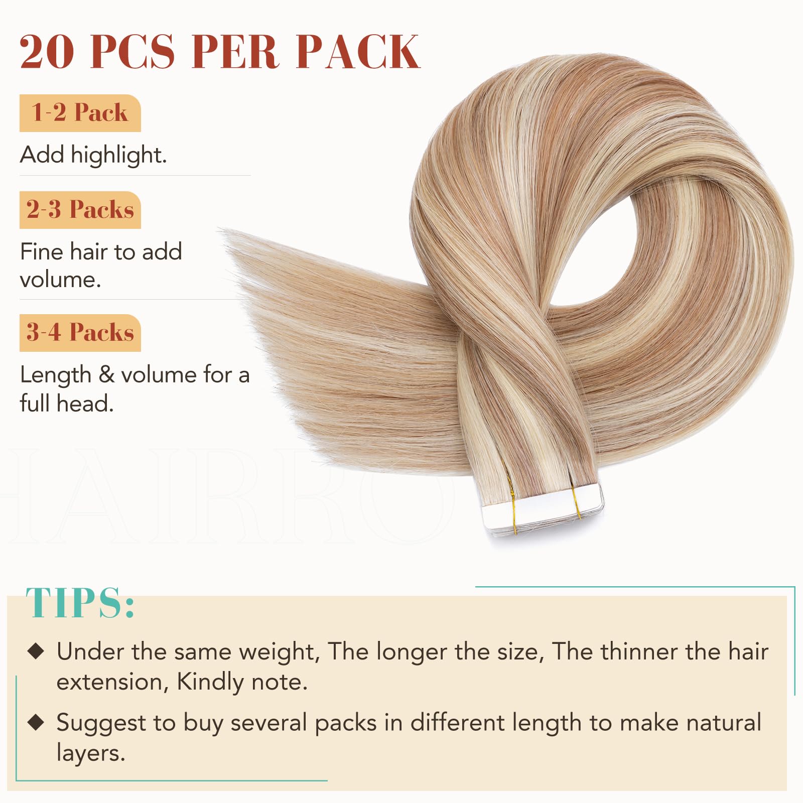 Premium Human Hair Tape In Extensions 20 Inch 50g (20pcs) - Double Sided Skin Weft for Natural Look - Golden Brown & Bleach Blonde Balayage Highlights - Perfect for Daily Wear, Parties & Special Occasions