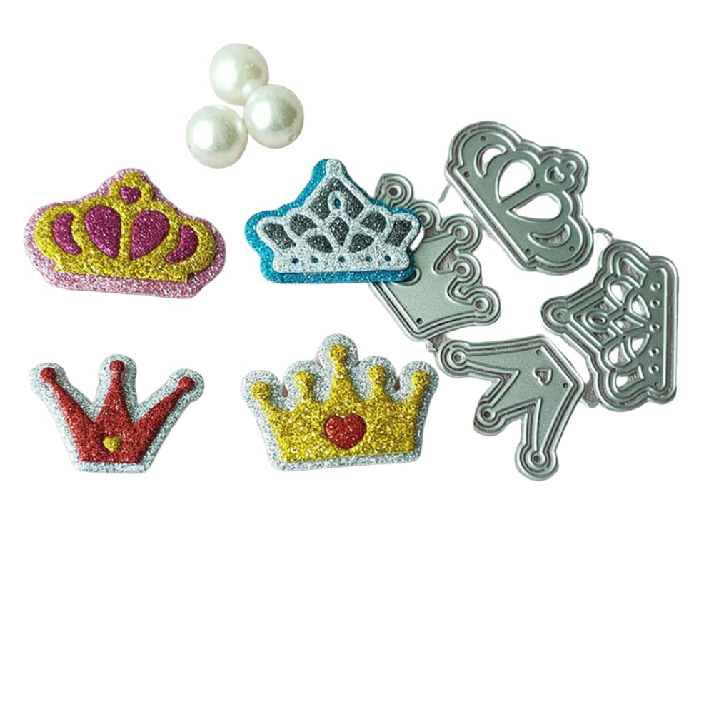 4-Piece Crown Metal Cutting Die Set for Scrapbooking, Card Making, DIY Crafts - Embossed Photo Album Decorations - Perfect for Wedding Invitations, Greeting Cards, and Home Decor Projects