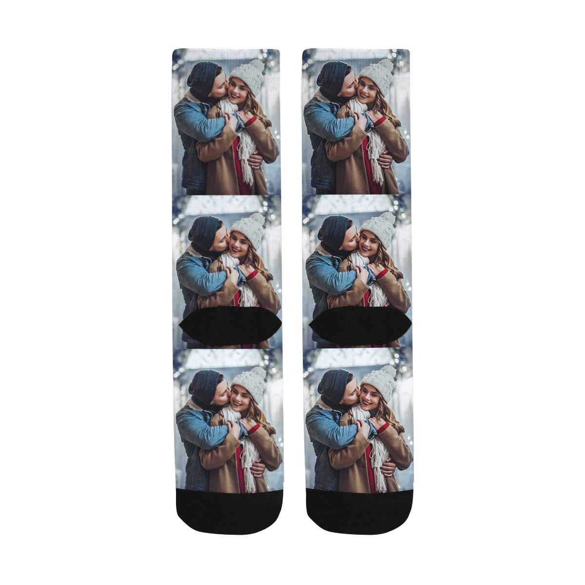 Custom Printed Photo Face Socks - Personalized Picture Crew Socks for Men & Women - Great for Gifts, Couples Matching & Special Occasions