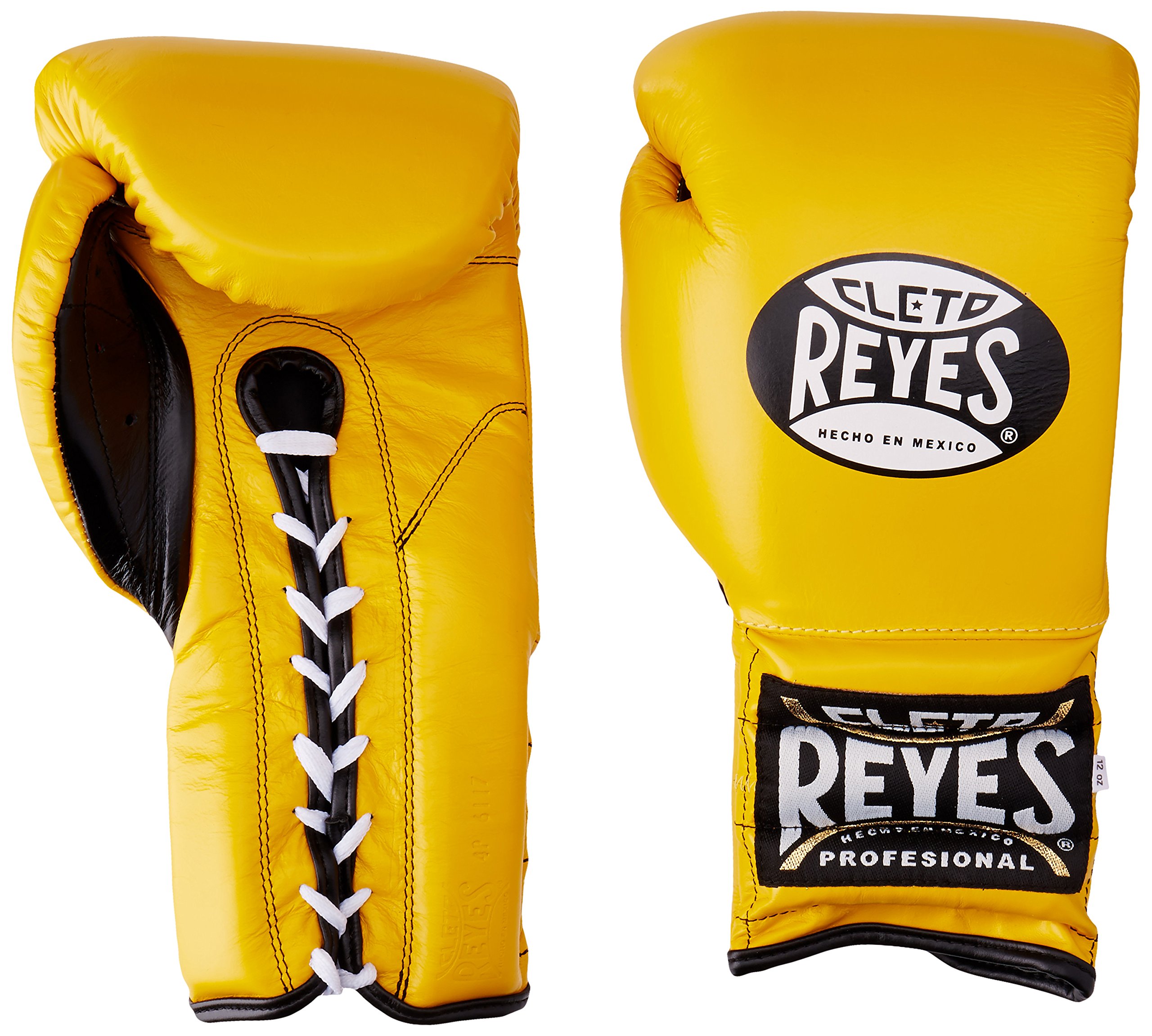 Cleto Reyes 12 oz Yellow Lace-Up Boxing Gloves for Training & Sparring | Premium Leather Punching Gloves for Boxing, MMA, Kickboxing & Fitness Workouts